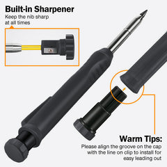 Carpenter Pencil Set with Sharpener 6 Refills Woodwork Tool