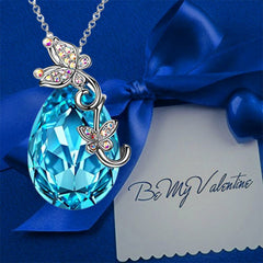 Butterfly Rhinestone Pendant Necklace Decorative Accessories Gift