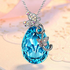 Butterfly Rhinestone Pendant Necklace Decorative Accessories Gift