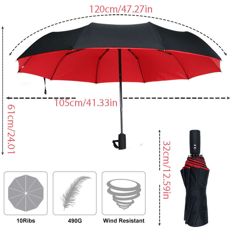 10 Bones Reverse Double Layer Umbrella Automatic Sunscreen Aluminum Alloy Holder