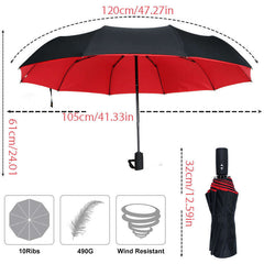 10 Bones Reverse Double Layer Umbrella Automatic Sunscreen Aluminum Alloy Holder