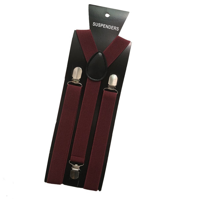 Men's Solid Color Adjustable Y Back Elastic Braces