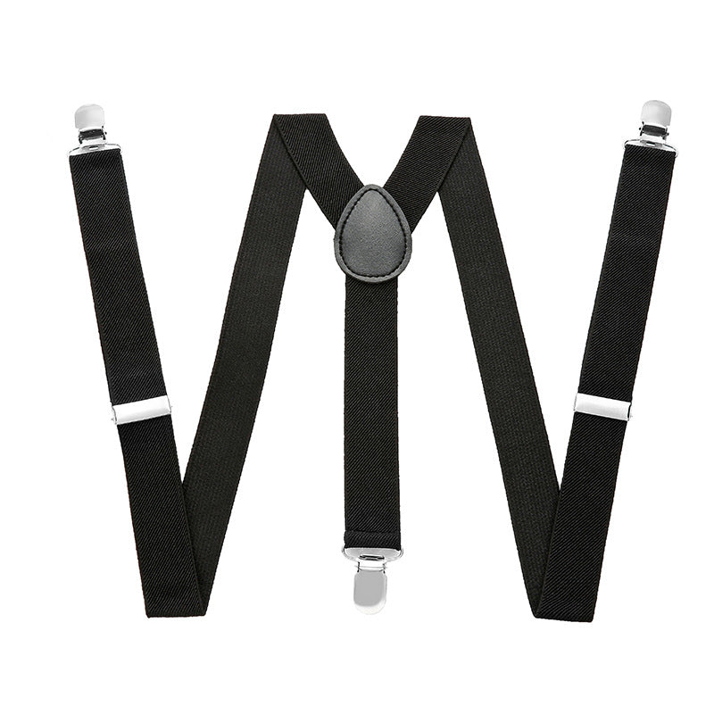 Men's Solid Color Adjustable Y Back Elastic Braces