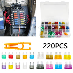 220pc Car Fuse Kit Durable Automotive Fuse Replacement Accessories