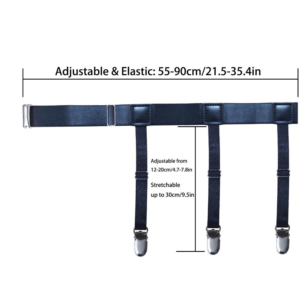 Men's Shirt Stays Adjustable Elastic Shirt Garters with Non-slip Locking Clamps