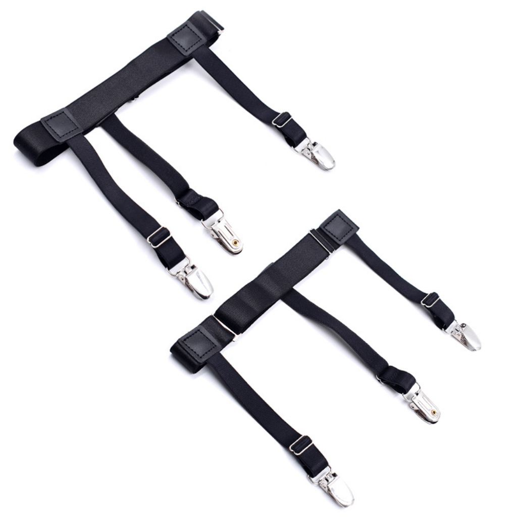 Men's Shirt Stays Adjustable Elastic Shirt Garters with Non-slip Locking Clamps