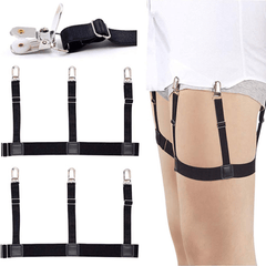 Men's Shirt Stays Adjustable Elastic Shirt Garters with Non-slip Locking Clamps