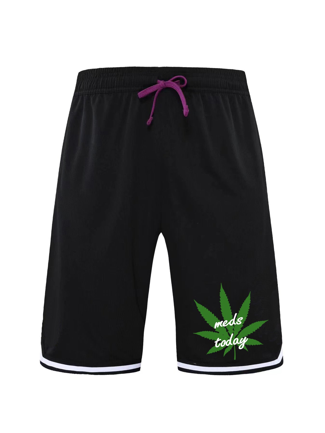 Leaf Pattern Print Comfy Shorts Men Casual Elastic Waist Drawstring Shorts