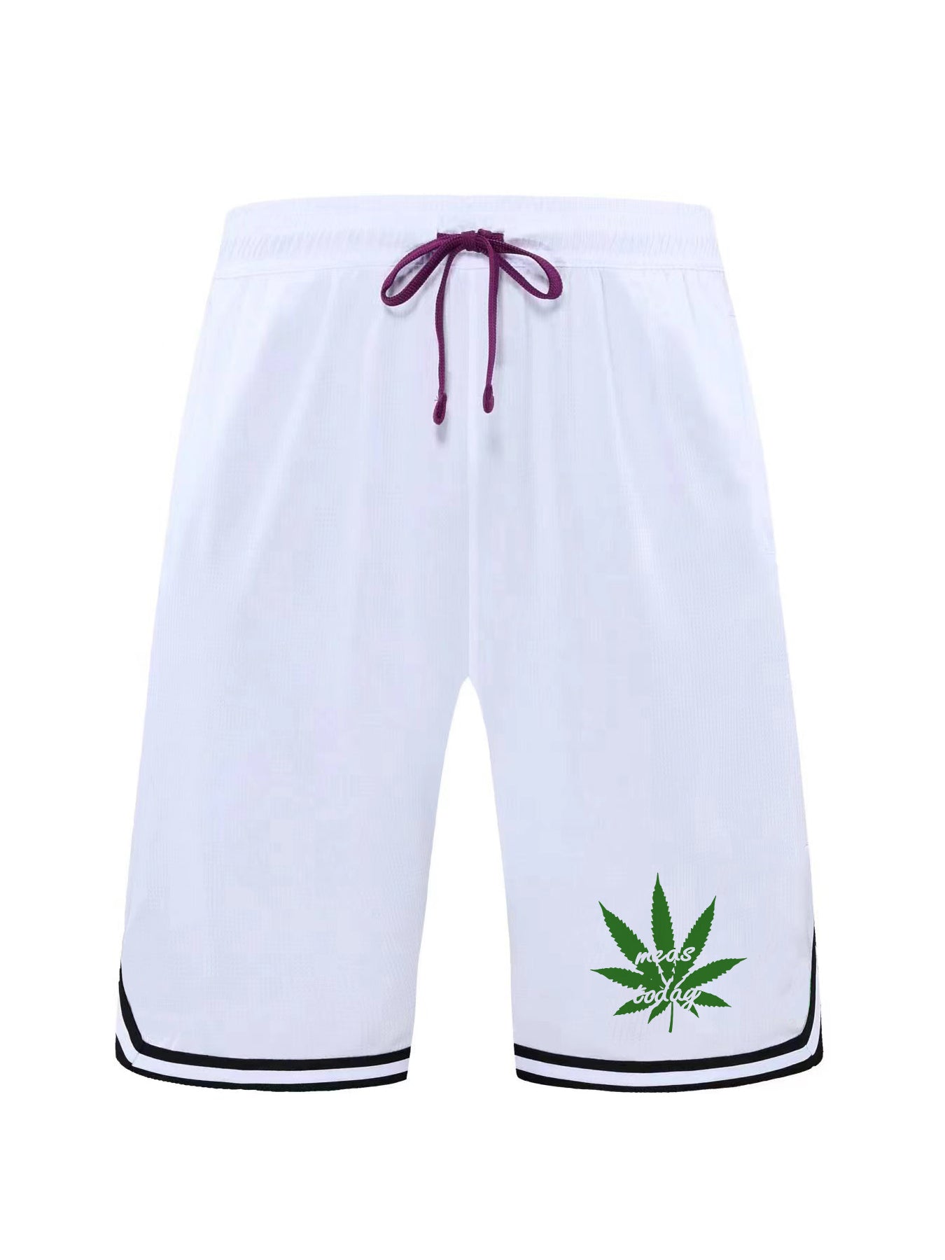 Leaf Pattern Print Comfy Shorts Men Casual Elastic Waist Drawstring Shorts