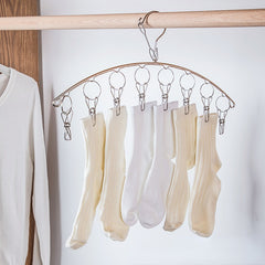8-Clip Stainless Steel Sock Rack Clothes Drying Rack