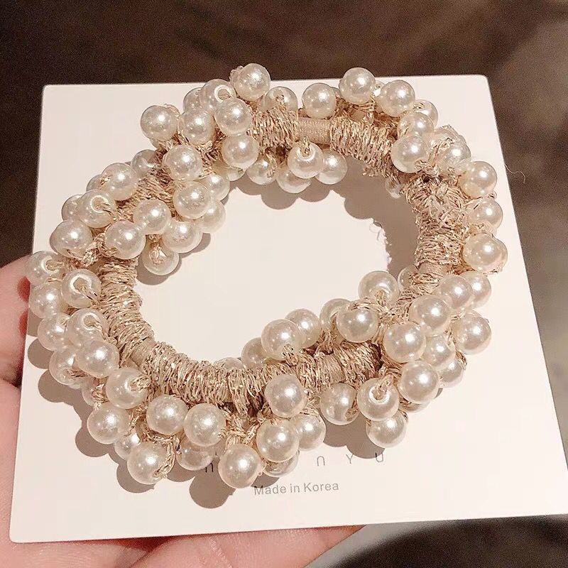 Faux Pearl Style Hair Scrunchie Hairband Elasticated Hairband
