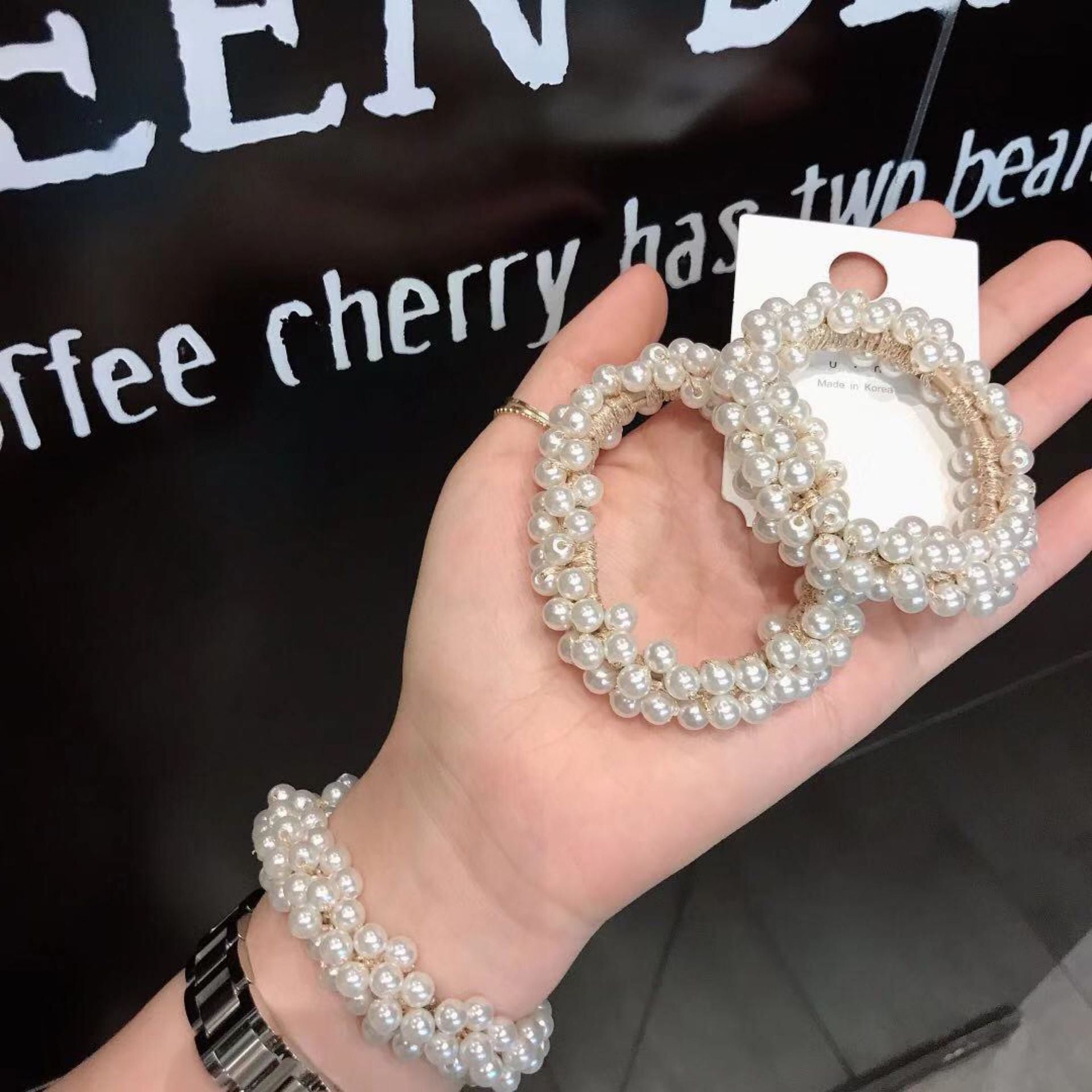 Faux Pearl Style Hair Scrunchie Hairband Elasticated Hairband