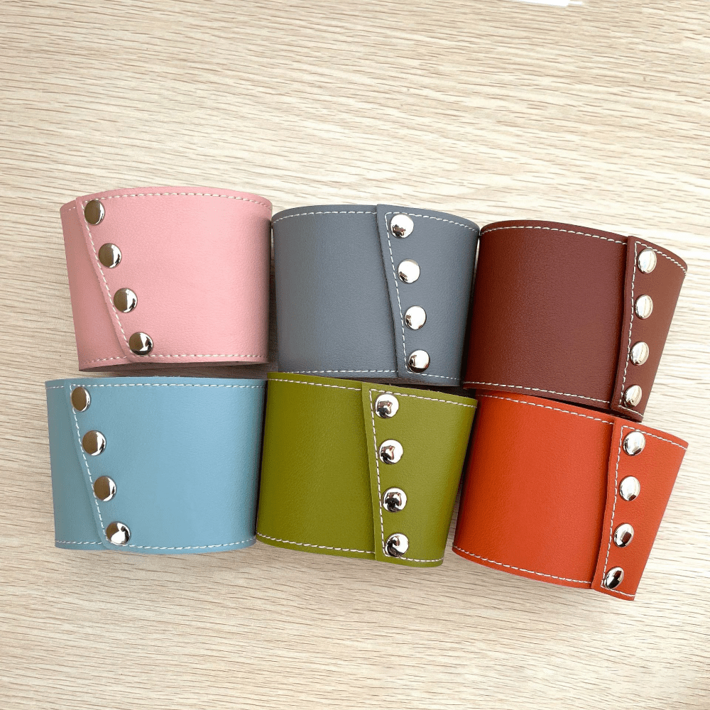 Insulated Non-Slip PU Leather Cup Cover - Reusable & Detachable