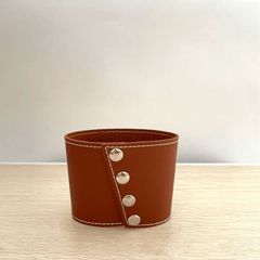 Insulated Non-Slip PU Leather Cup Cover - Reusable & Detachable