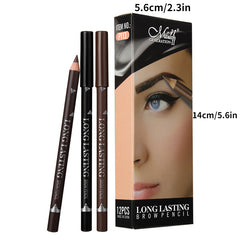 12 Pcs Dark Brown Eyebrow Pencil Eyeliner Set Waterproof Eye Makeup