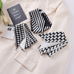 Floral Print Skinny Scarf Long Ribbon Neckerchief Boho Twilly Scarf