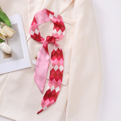 Floral Print Skinny Scarf Long Ribbon Neckerchief Boho Twilly Scarf