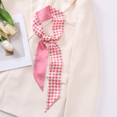 Floral Print Skinny Scarf Long Ribbon Neckerchief Boho Twilly Scarf