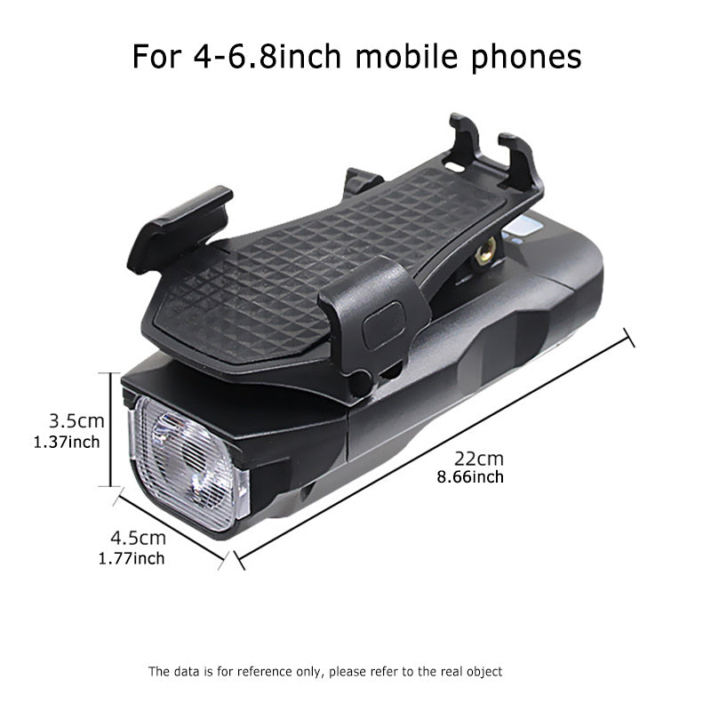 USB Rechargeable Bike Headlight with Phone Holder Horn Waterproof 4000mAH