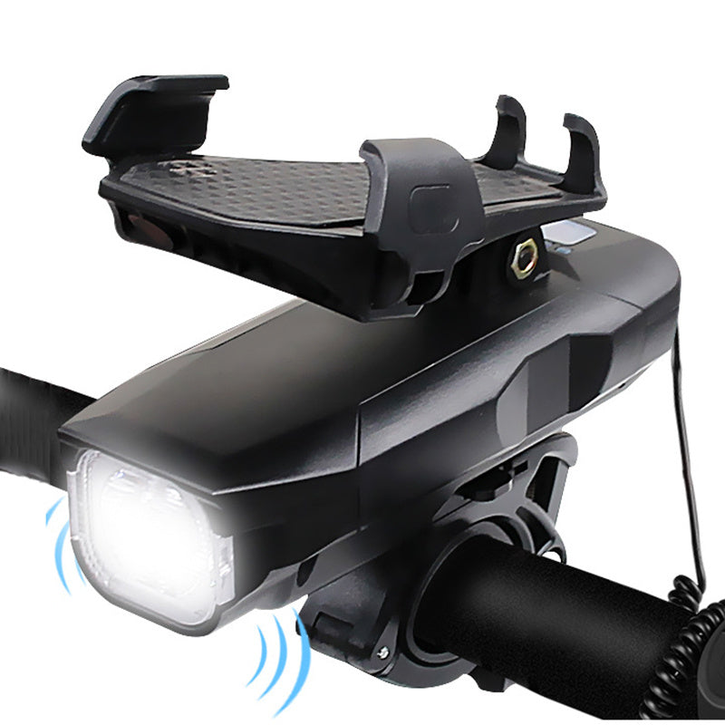 USB Rechargeable Bike Headlight with Phone Holder Horn Waterproof 4000mAH