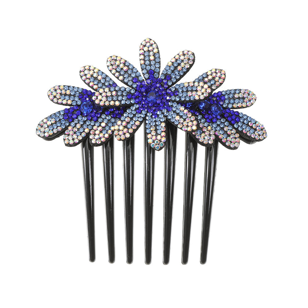 Retro Rhinestone Flower Hair Comb Solid Hair Claw Hair Accessories
