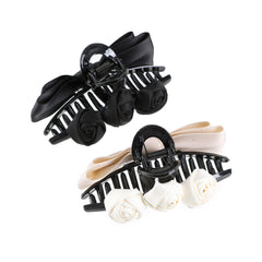 Satin Rose Bow Hair Claw Ponytail Clip Hair Accessories
