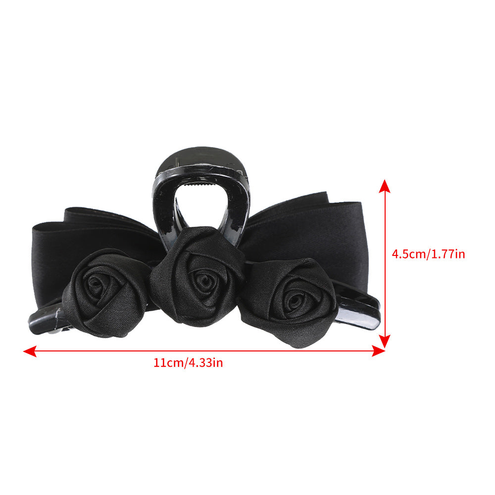 Satin Rose Bow Hair Claw Ponytail Clip Hair Accessories