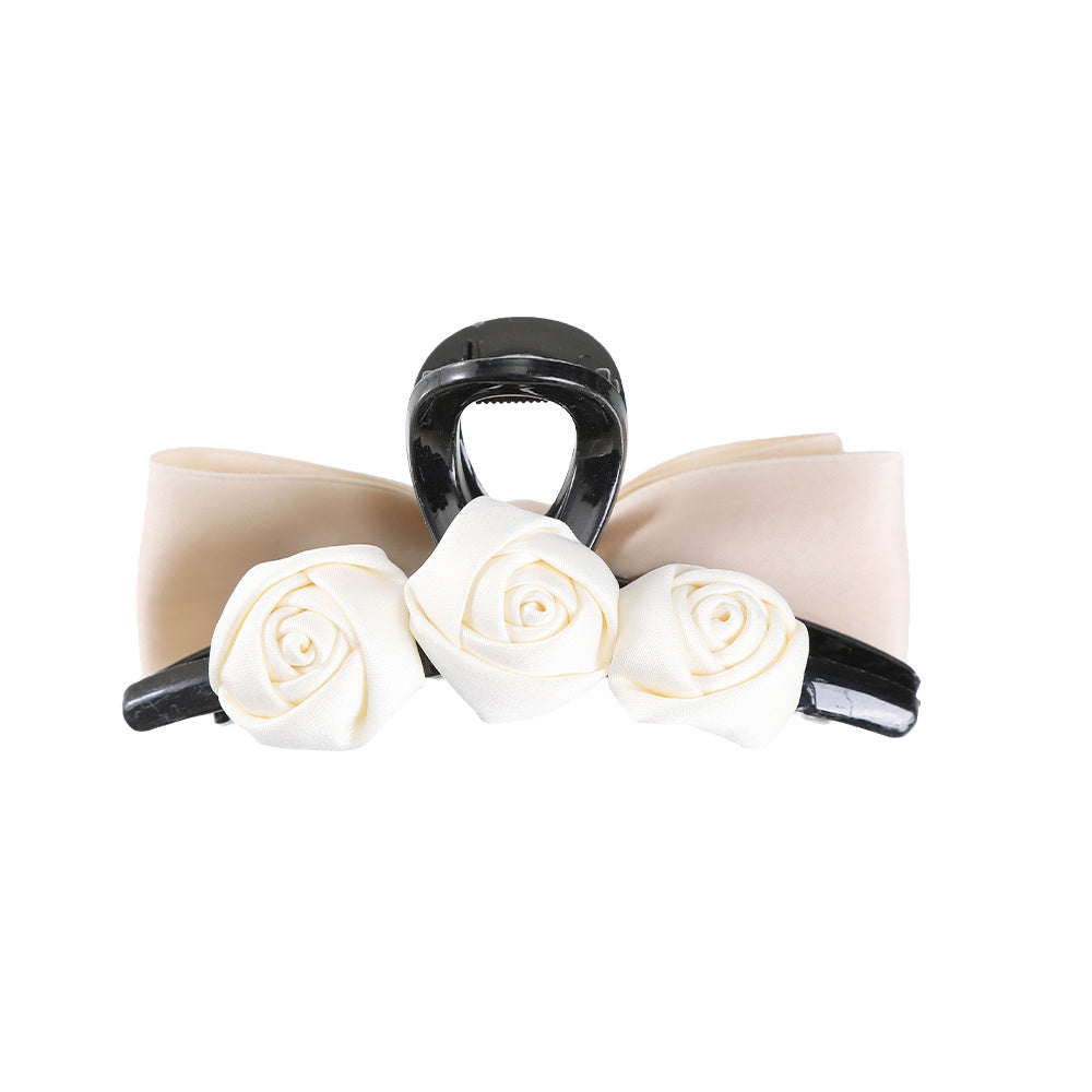 Satin Rose Bow Hair Claw Ponytail Clip Hair Accessories