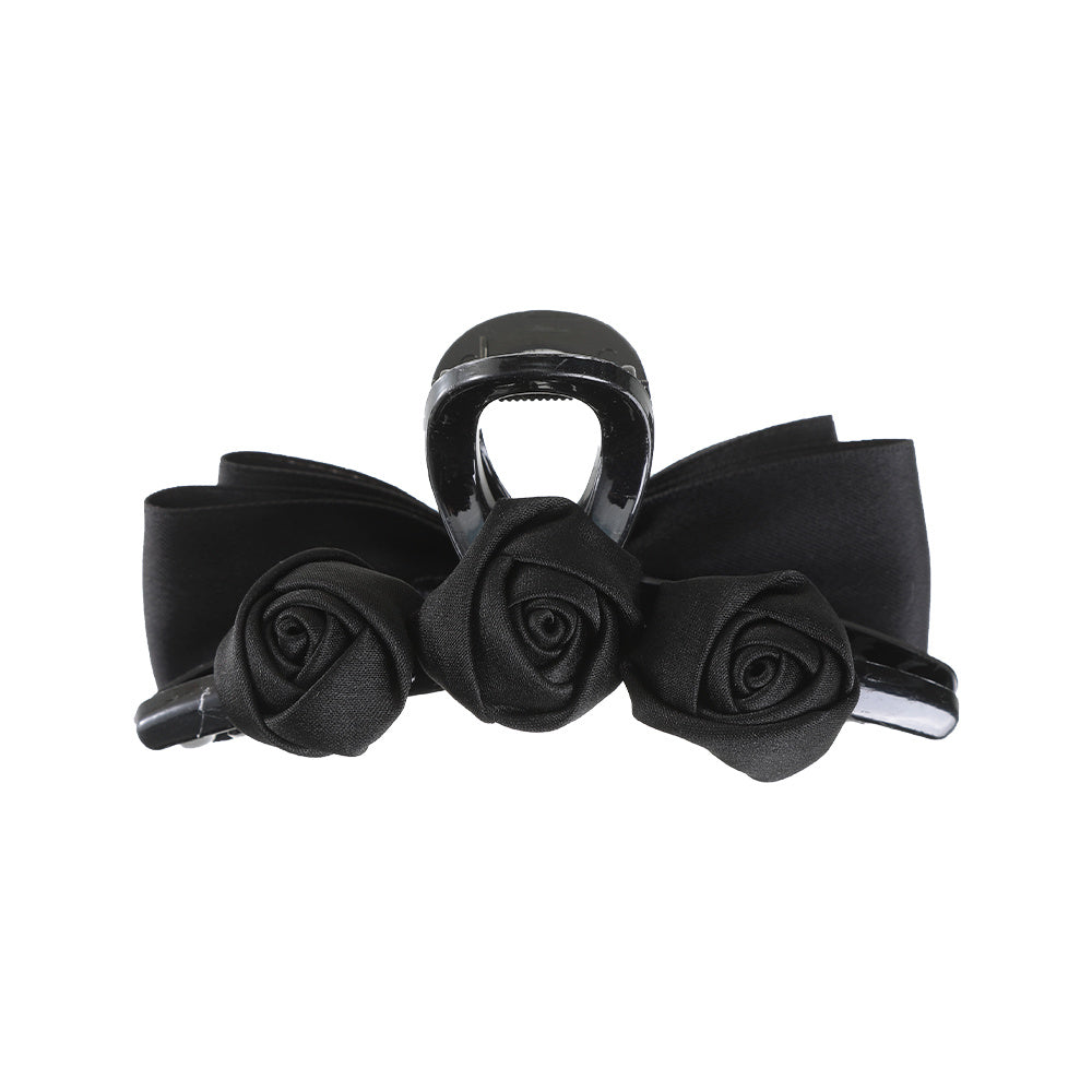 Satin Rose Bow Hair Claw Ponytail Clip Hair Accessories