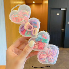 Colorful Hair Ties & Hair Clips Set in Heart Box - Girls Hair Accessories Gift