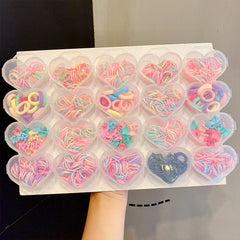 Colorful Hair Ties & Hair Clips Set in Heart Box - Girls Hair Accessories Gift