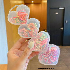 Colorful Hair Ties & Hair Clips Set in Heart Box - Girls Hair Accessories Gift