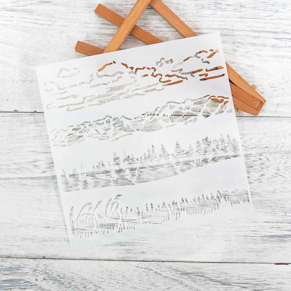 Clouds Mountains Forests Stencils Painting Scrapbook Coloring