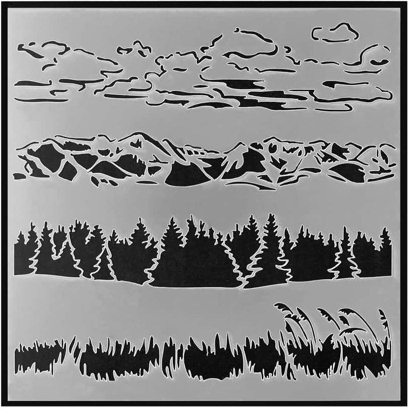 Clouds Mountains Forests Stencils Painting Scrapbook Coloring