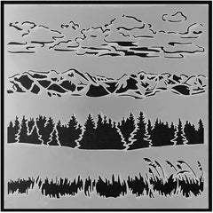 Clouds Mountains Forests Stencils Painting Scrapbook Coloring