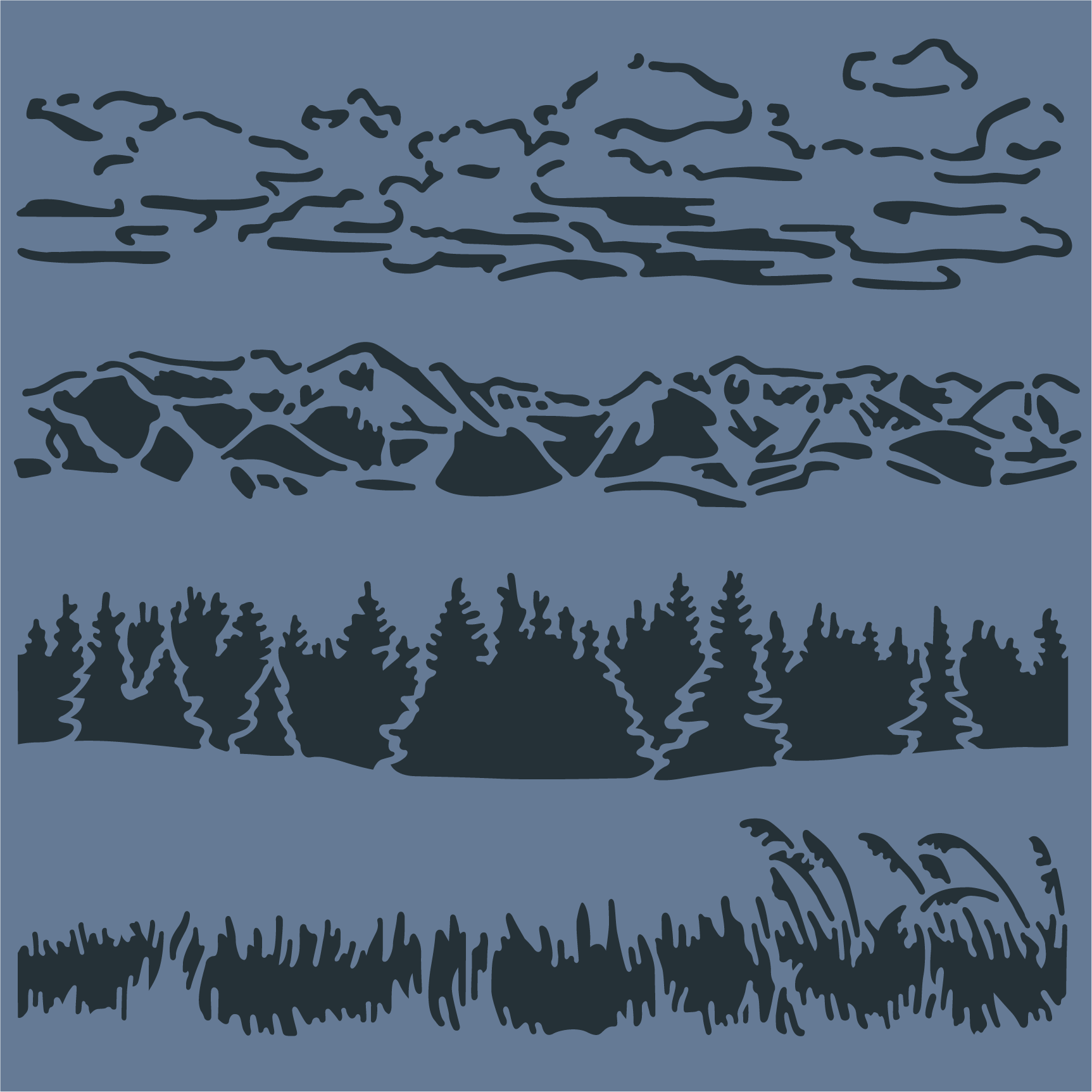 Clouds Mountains Forests Stencils Painting Scrapbook Coloring