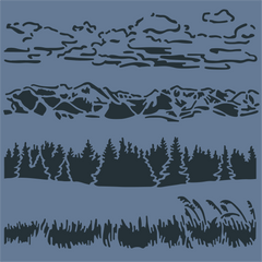 Clouds Mountains Forests Stencils Painting Scrapbook Coloring