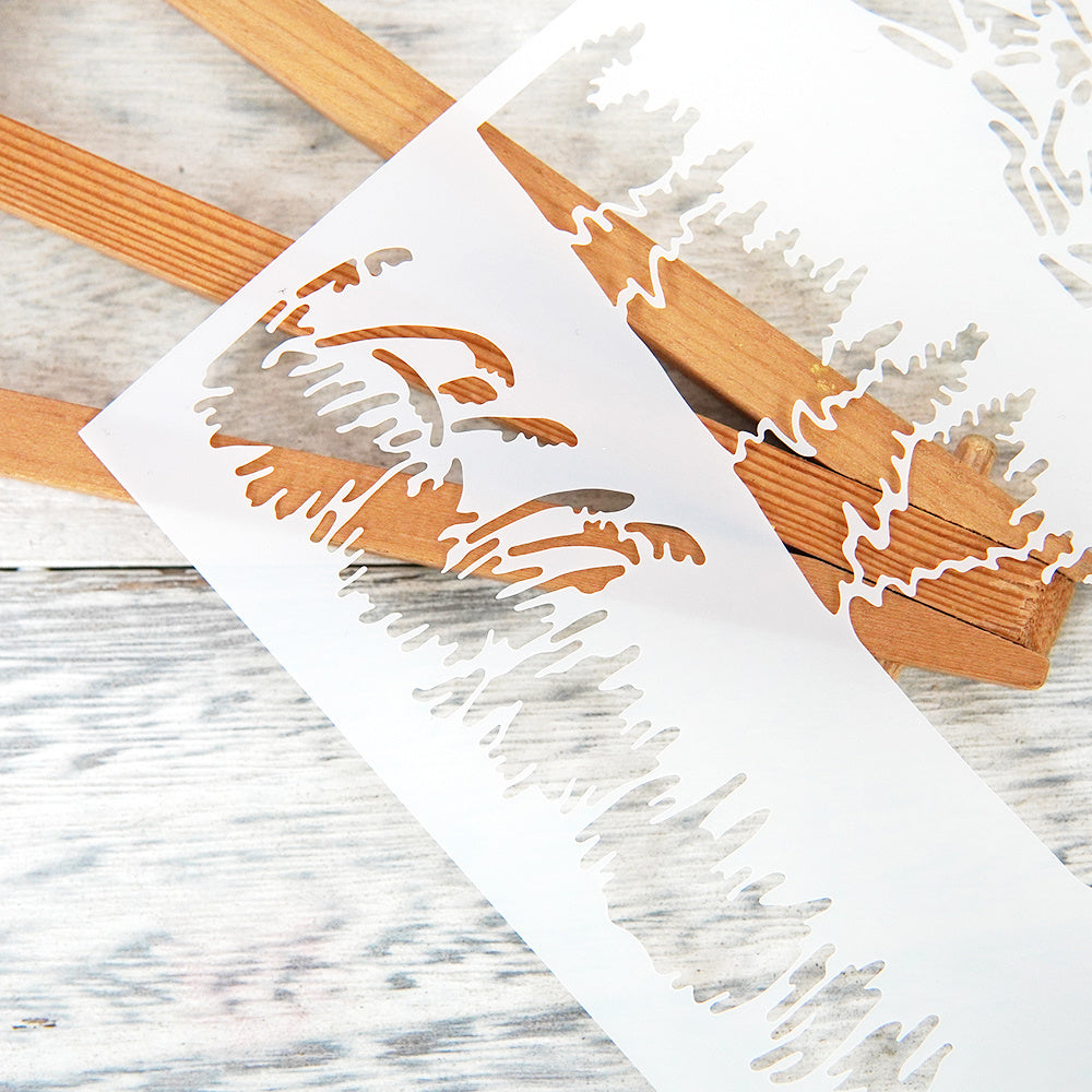 Clouds Mountains Forests Stencils Painting Scrapbook Coloring