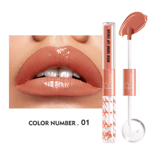 Double Headed Lip Glaze Matte Dewy Finish Liquid Lipstick