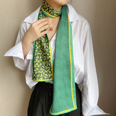 Flower Print Skinny Scarf L French Style Long Ribbon Scarf Classic Neckerchief