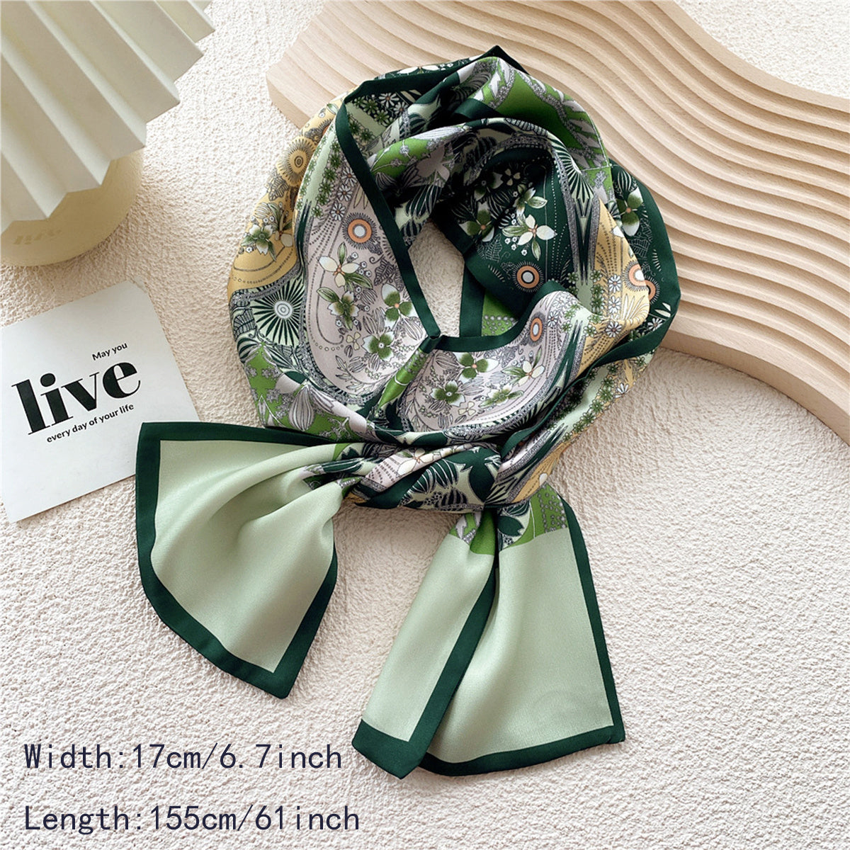 Flower Print Skinny Scarf L French Style Long Ribbon Scarf Classic Neckerchief