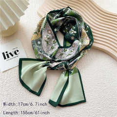 Flower Print Skinny Scarf L French Style Long Ribbon Scarf Classic Neckerchief