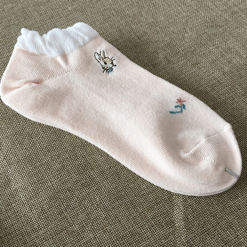4 Pairs Bunny Short Socks Colorblock Ankle Stockings Women's Hosiery