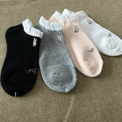 4 Pairs Bunny Short Socks Colorblock Ankle Stockings Women's Hosiery