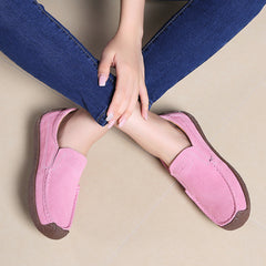 Women's Solid Flat Shoes Comfortable & Lightweight Slip On Shoes