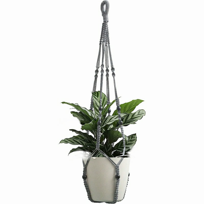 Indoor Wood Bead Plant Hanger 88.9 cm Gray