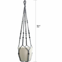 Indoor Wood Bead Plant Hanger 88.9 cm Gray
