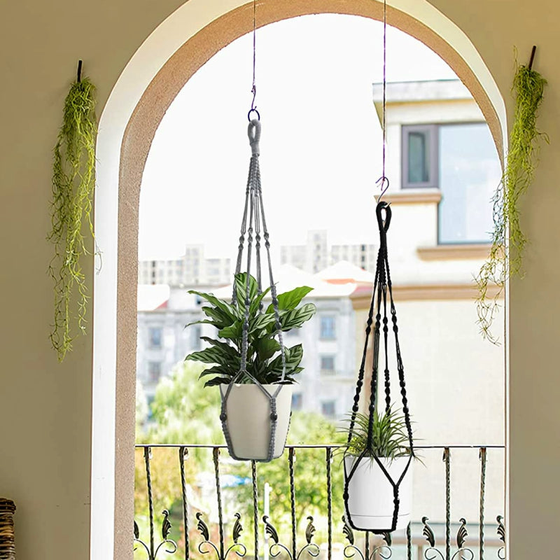 Indoor Wood Bead Plant Hanger 88.9 cm Gray