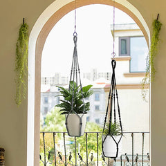 Indoor Wood Bead Plant Hanger 88.9 cm Gray