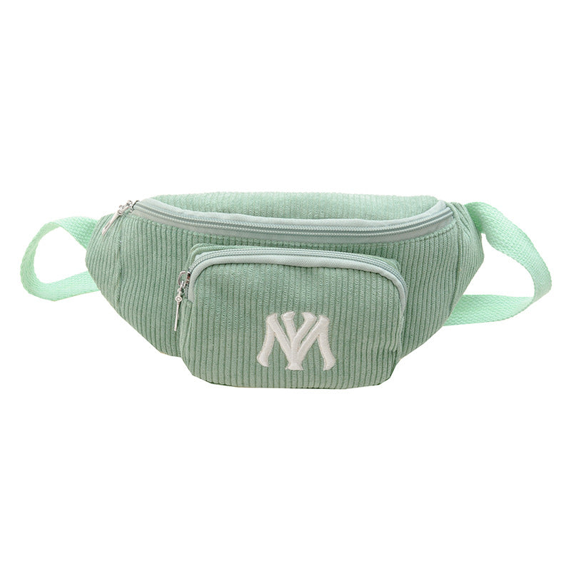 Girls Casual Stylish Corduroy Embroidery Crossbody Bag Chest Bag